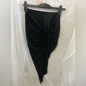 Vintage Twik by Simons Black Asymmetrical Draped Midi Skirt SP